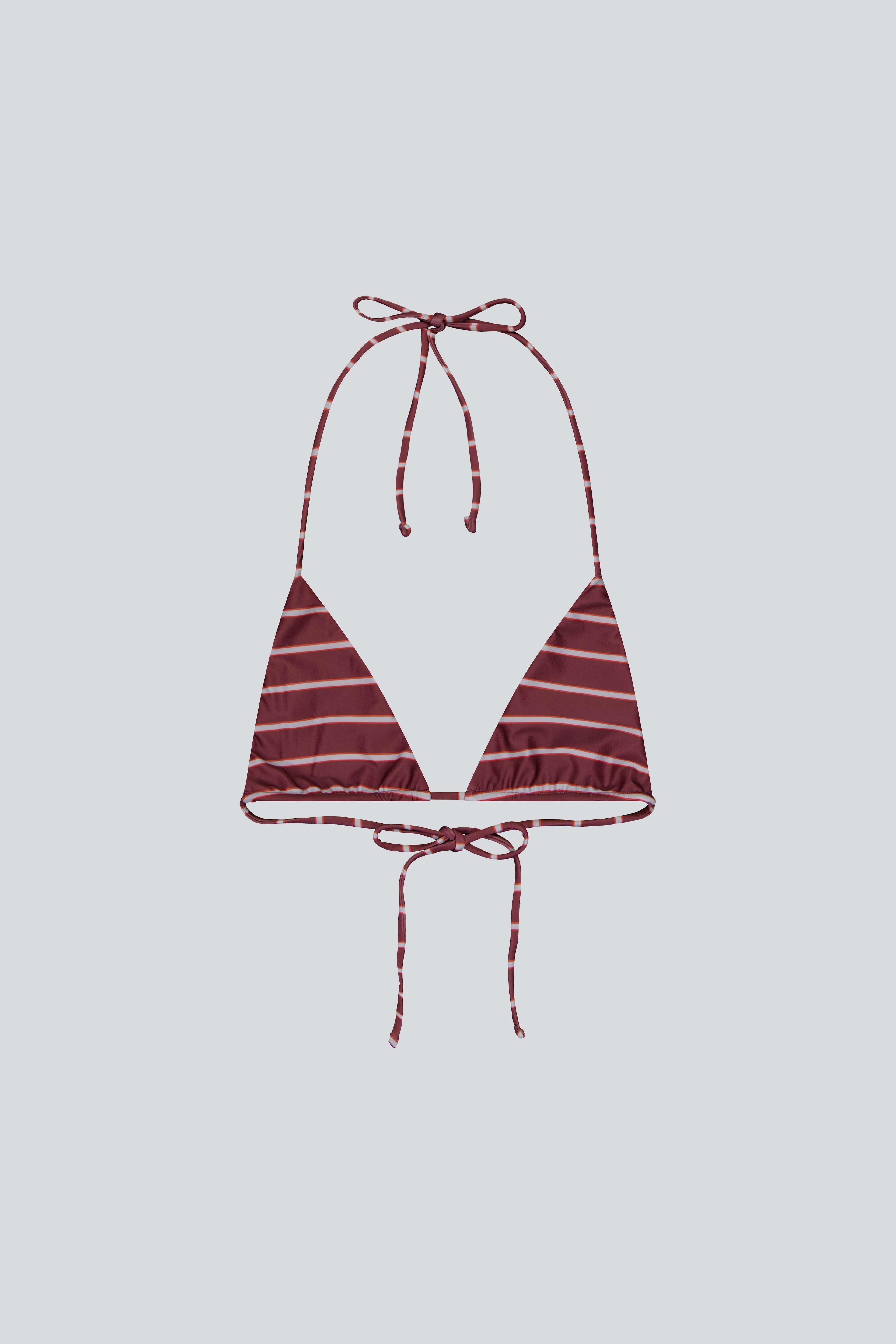 Tie Bikini Top - Plum Stripe