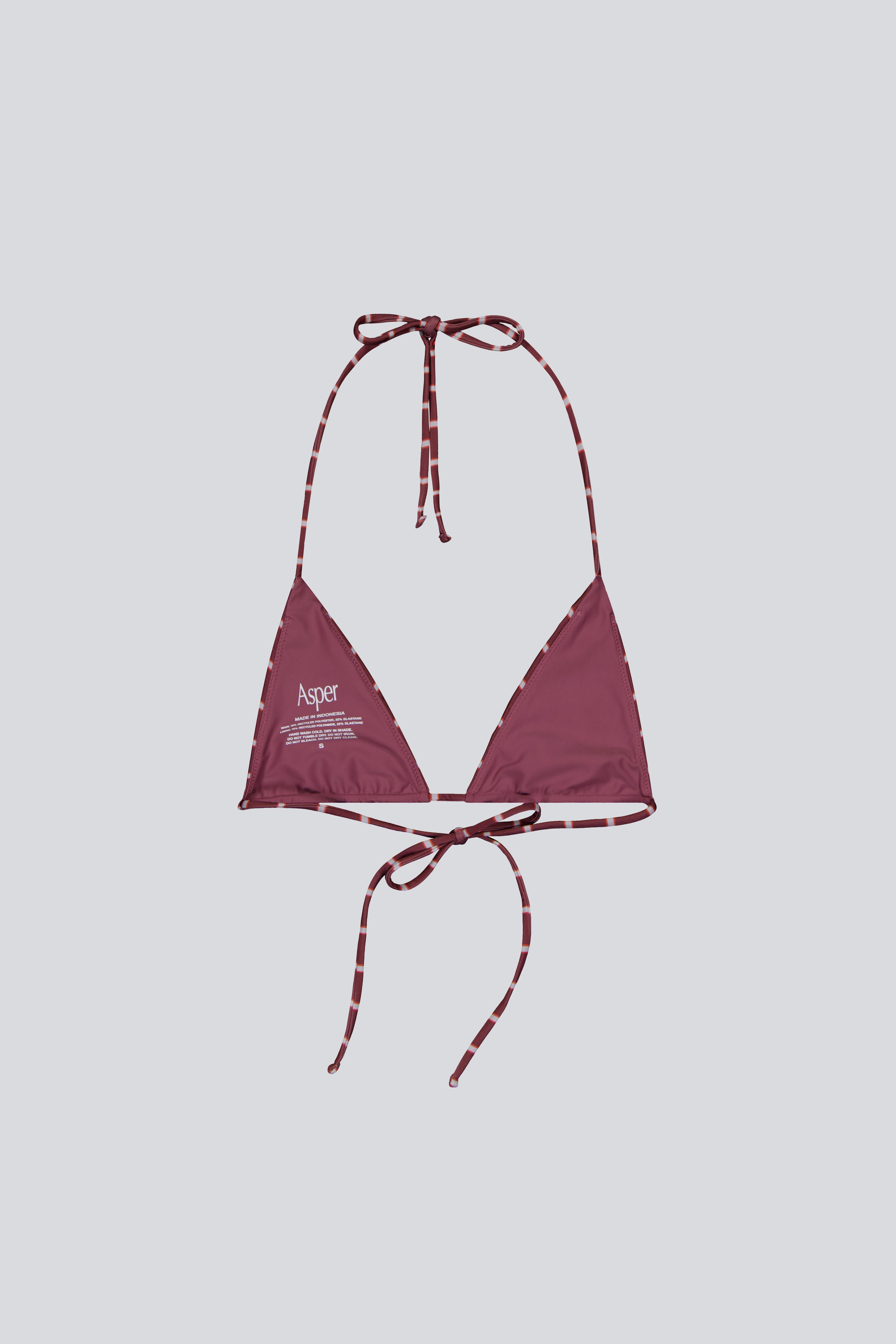 Tie Bikini Top - Plum Stripe