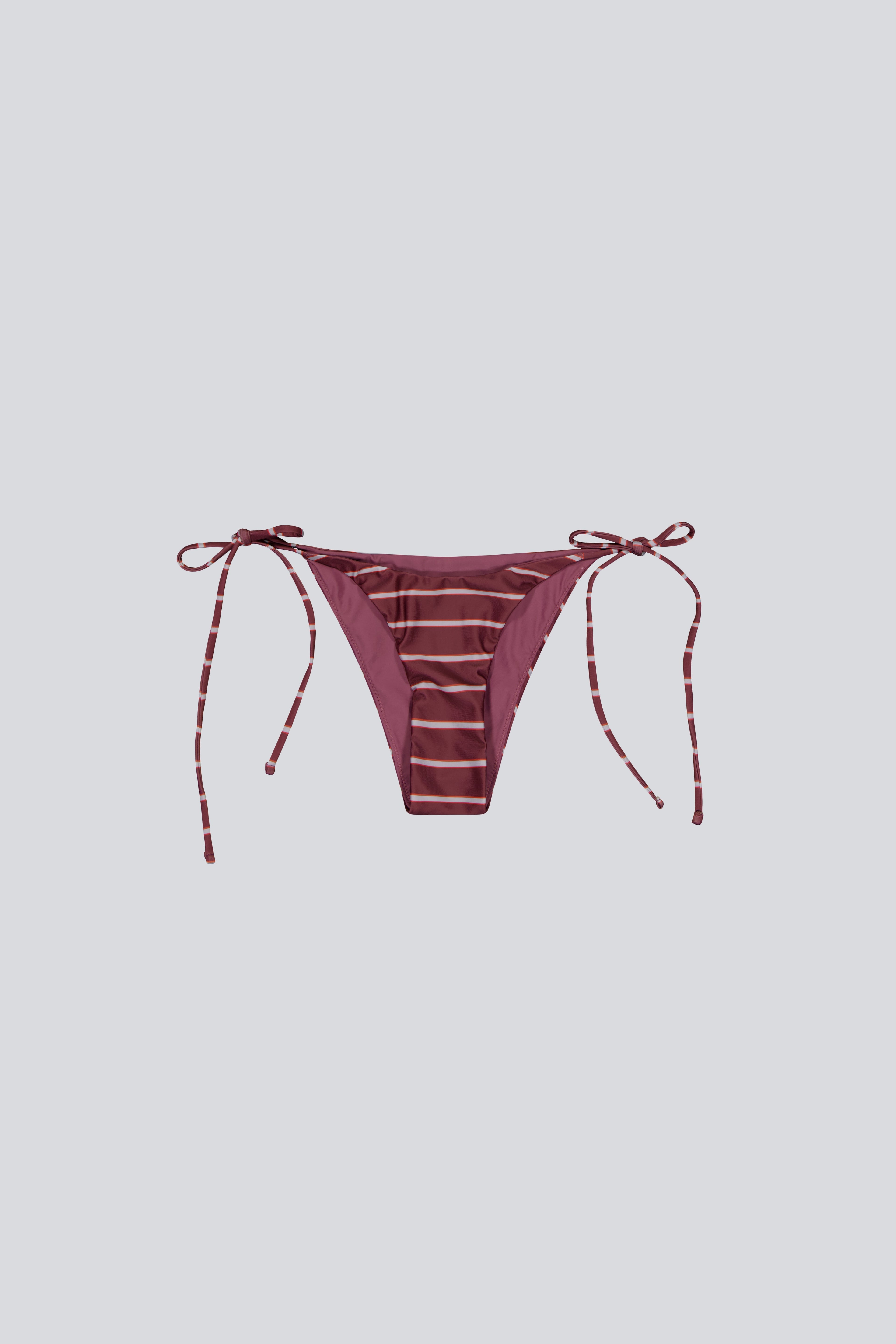 Tie Bikini Bottoms - Plum Stripe