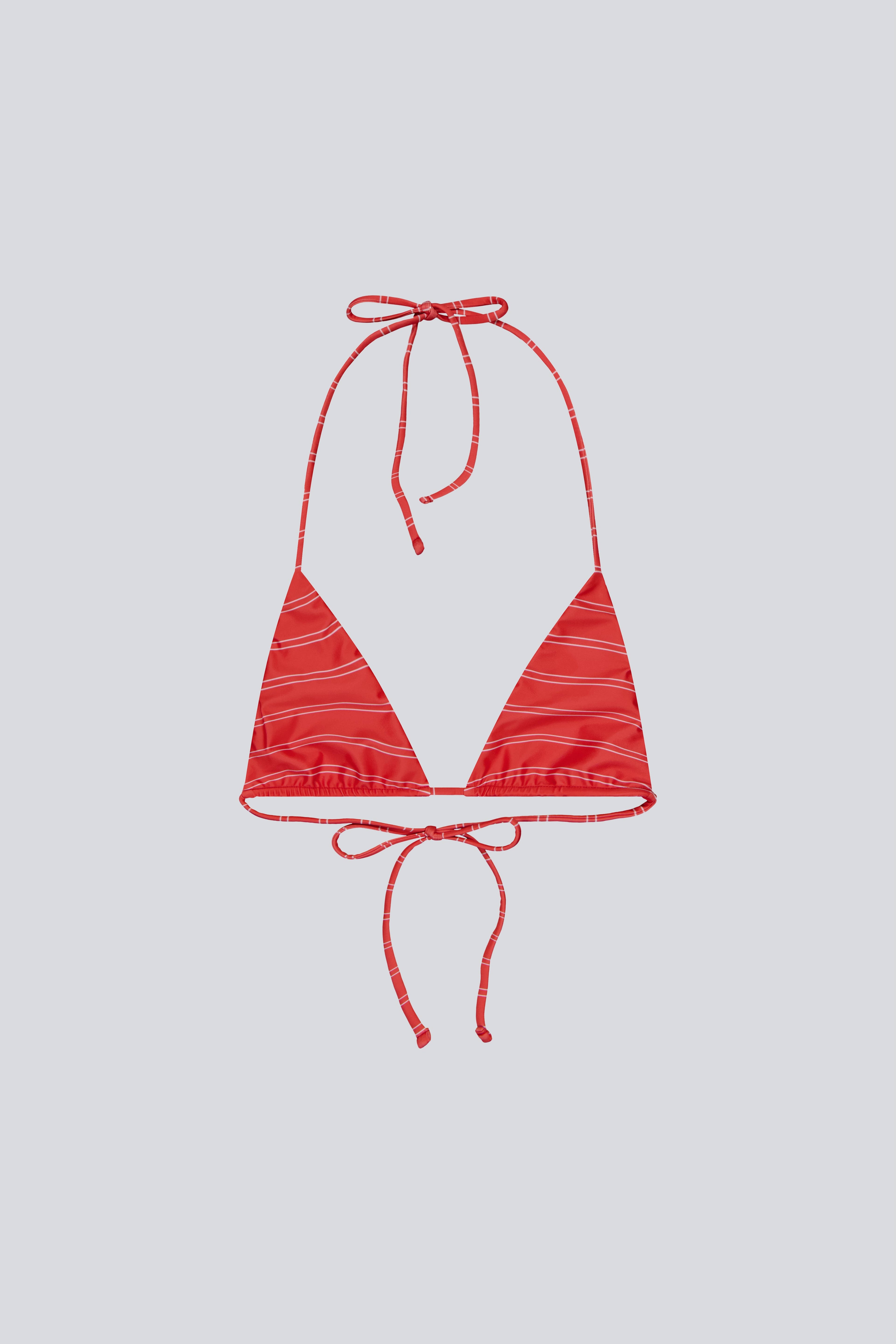 Tie Bikini Top - Cherry Stripe