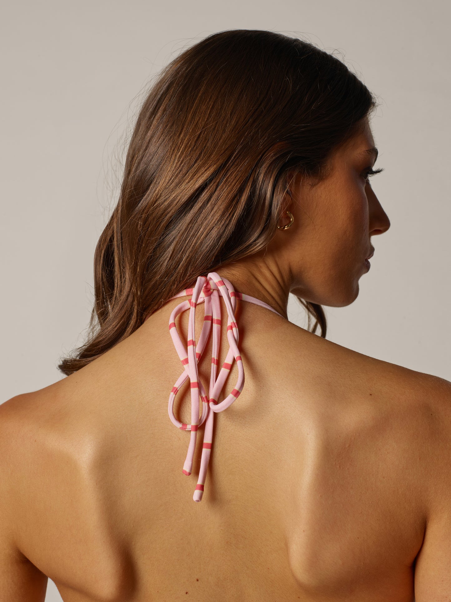 TIE BIKINI TOP - BLUSH STRIPE