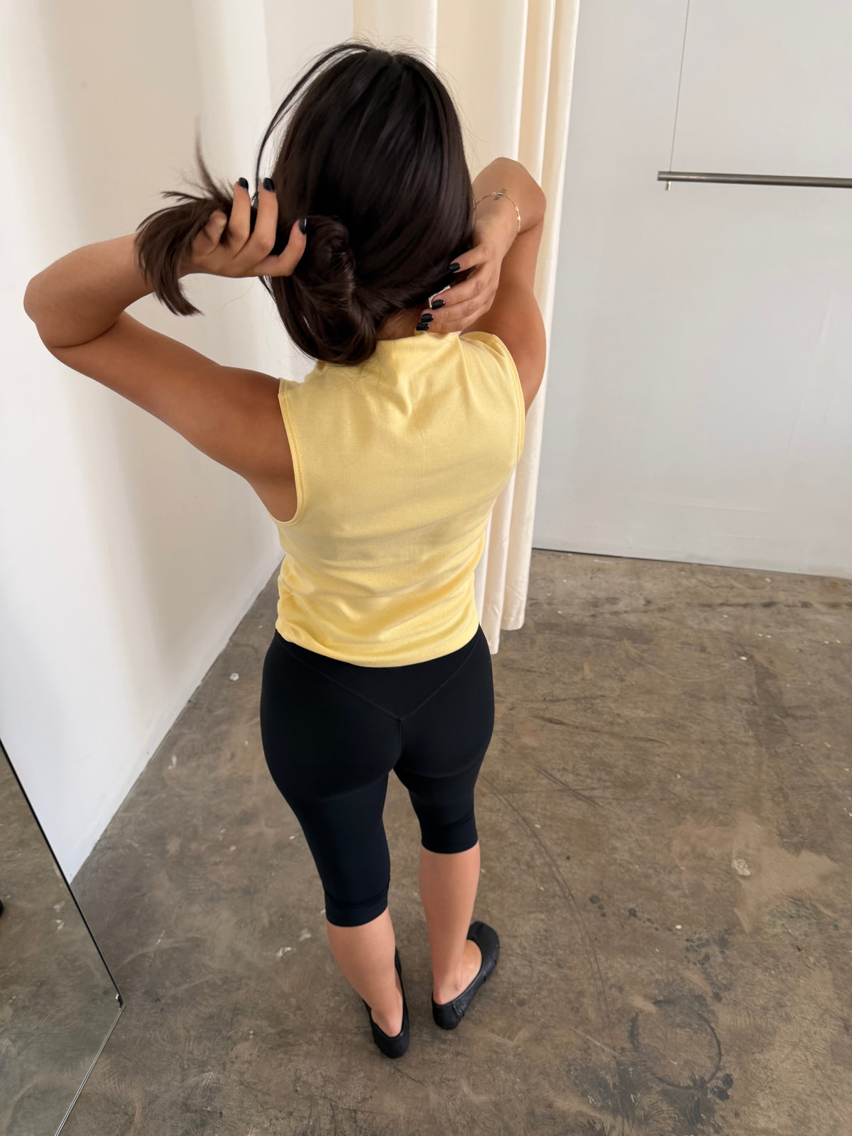 High Neck Cotton Tank - Lemon